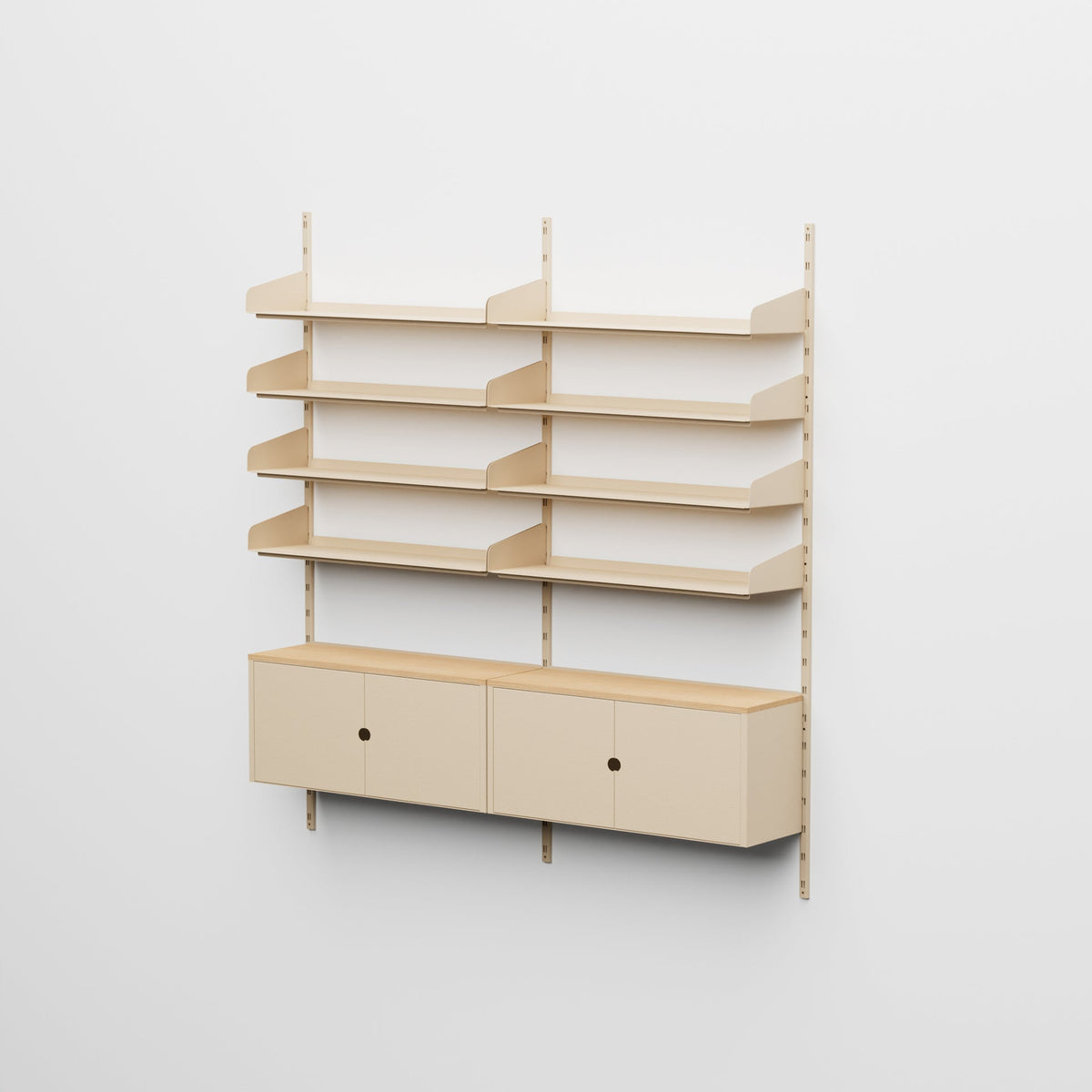 Linnea - Sistema Modulare a Parete - 4 Mensole 90 cm, Campata Doppia - Beige Luxor - scaffali e mobiletti