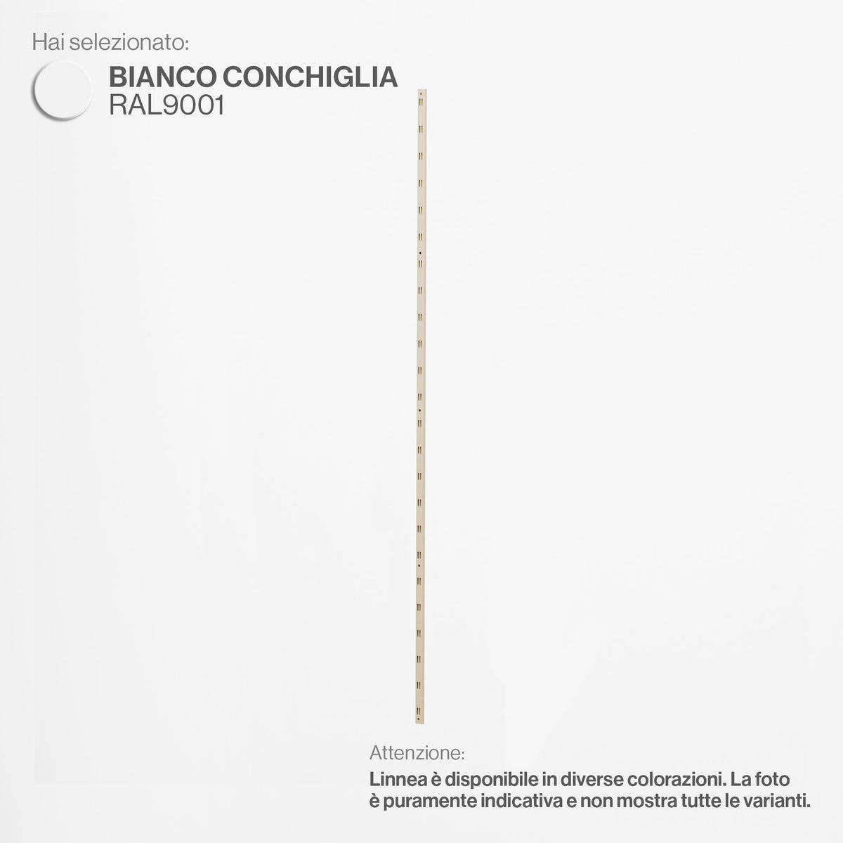 Linnea - Elemento Montante Cremagliera - Lunghezza 192 cm - Bianco Conchiglia - scaffali e mobiletti | HI01378
