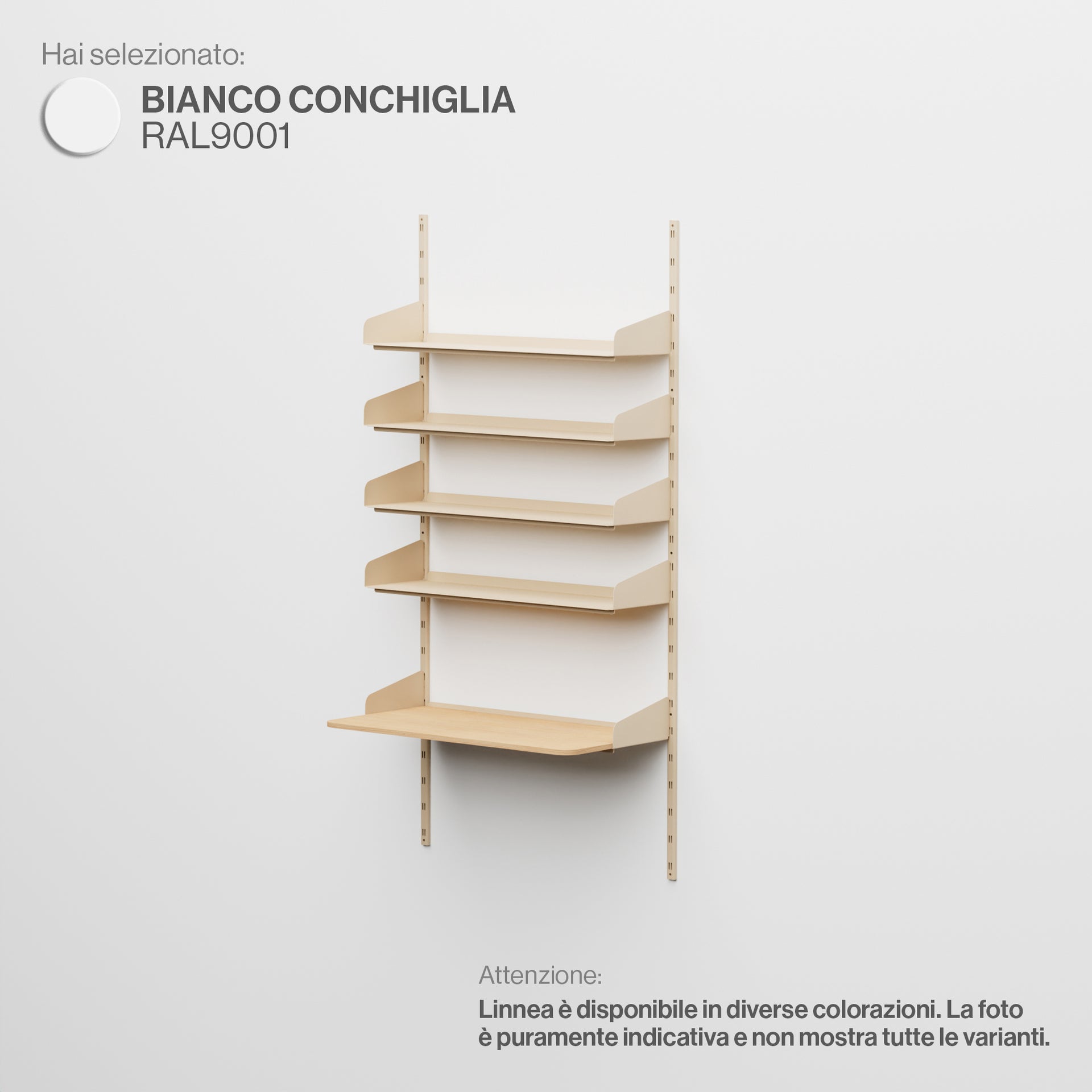 Linnea - Home Office Wall System (4 Shelves &amp; Hanging Desk) - Shell White