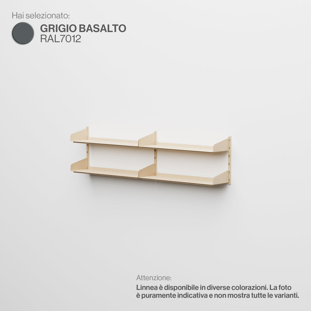 Linnea - Sistema Modulare a Parete a campata doppia con 4 mensole da 90 cm - Grigio Basalto - scaffali e mobiletti